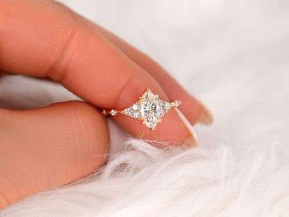 Stunning 1 CT Marquise Moissanite Engagement Ring With Cluster Design 6