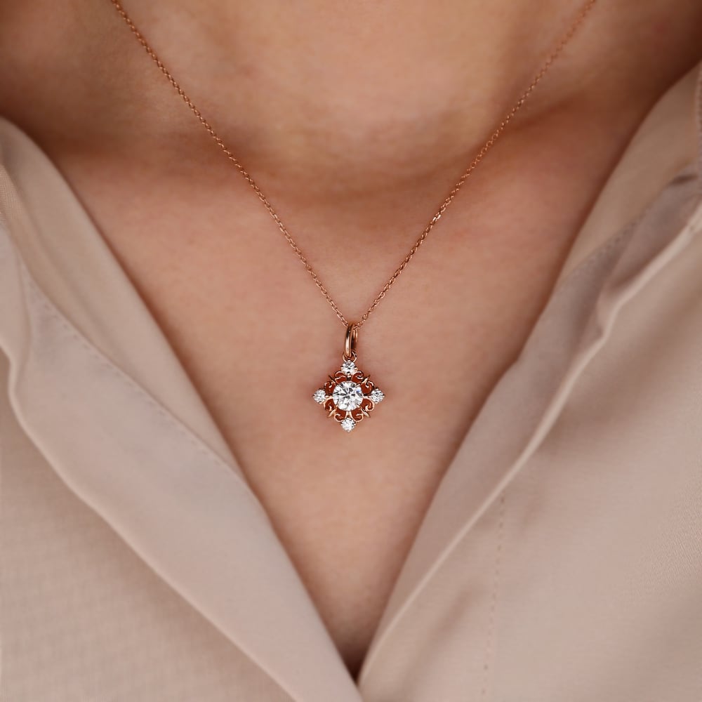 2.20 TCW Round Moissanite Diamond Snowflake Pendant Necklace in Solid Gold 5