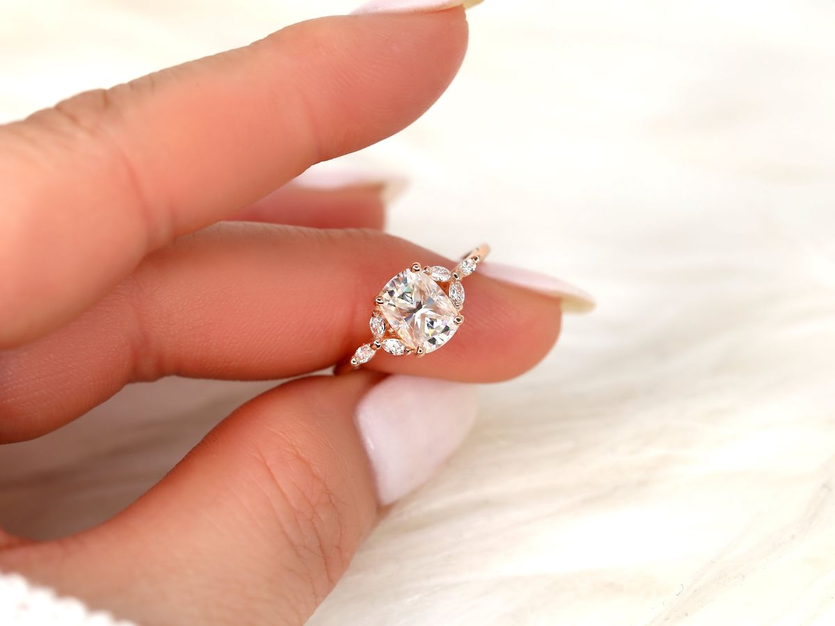 Stunning 1.5 CT Cushion Moissanite Engagement Ring with Cluster Design 5