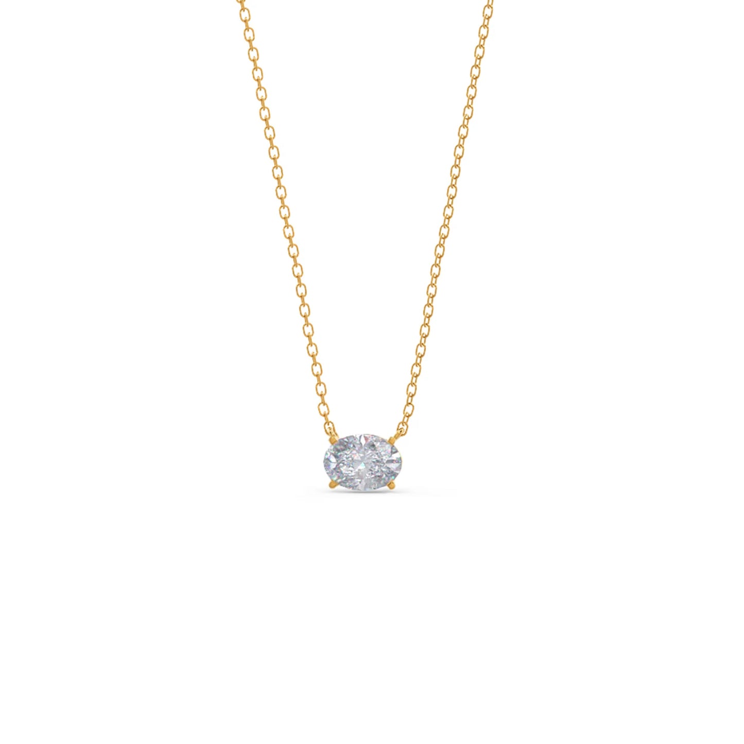 1.0 CT East West Oval Cut Moissanite Diamond Solitaire Pendant Necklace in Solid Gold 3