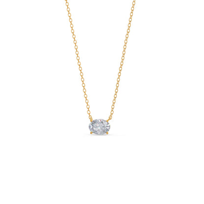 1.0 CT East West Oval Cut Moissanite Diamond Solitaire Pendant Necklace in Solid Gold 3