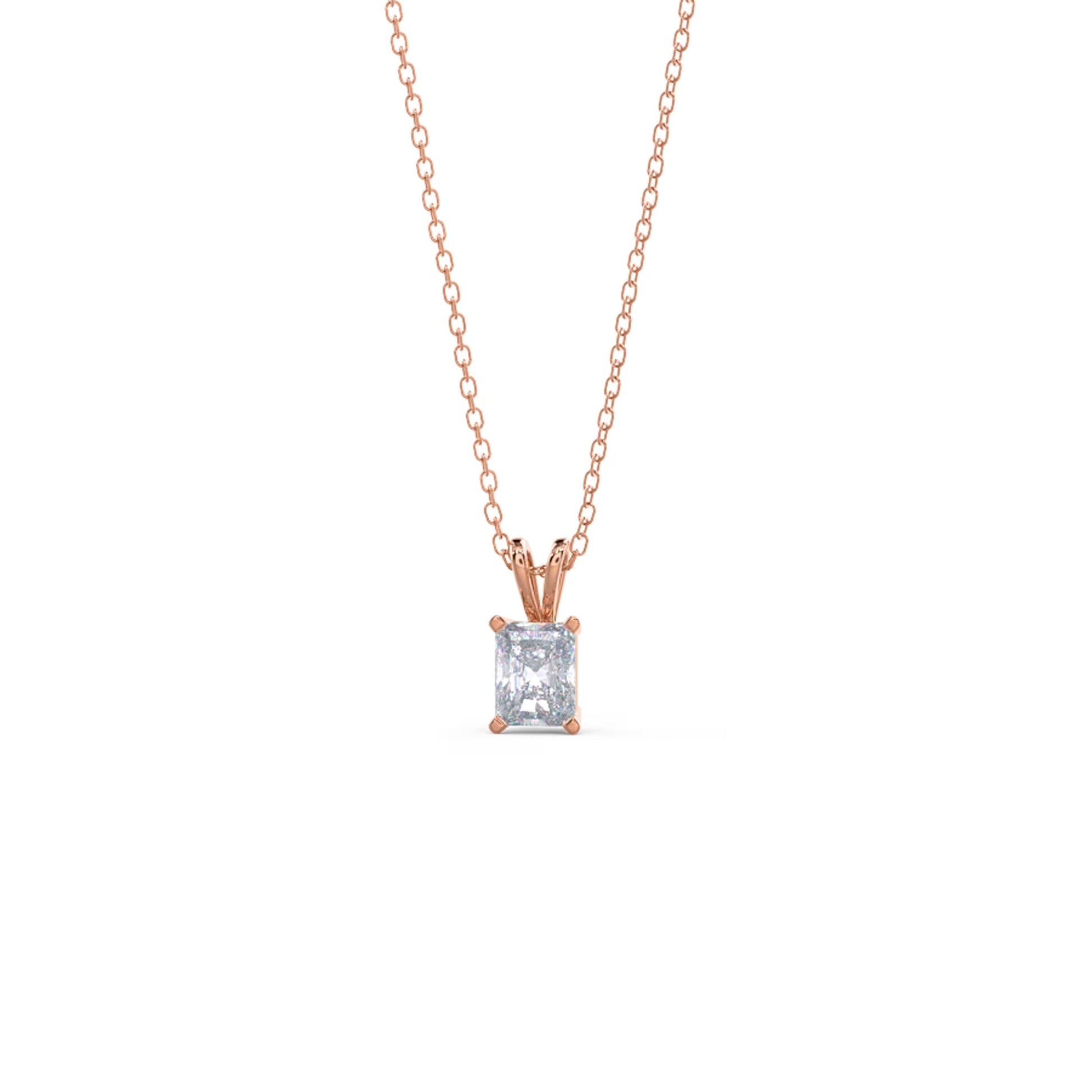 1.0 CT Radiant Cut Moissanite Diamond Solitaire Pendant Necklace in Solid Gold 6
