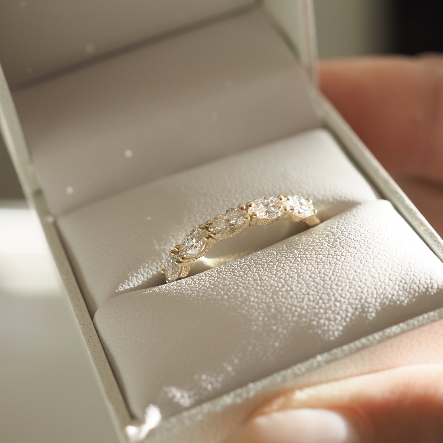 Stunning 1 TCW Marquise Moissanite Stones Half Eternity Wedding Bands 6