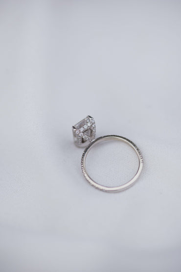 2.70 CT Radiant Solitaire Hidden Halo Pave Moissanite Engagement Ring 2