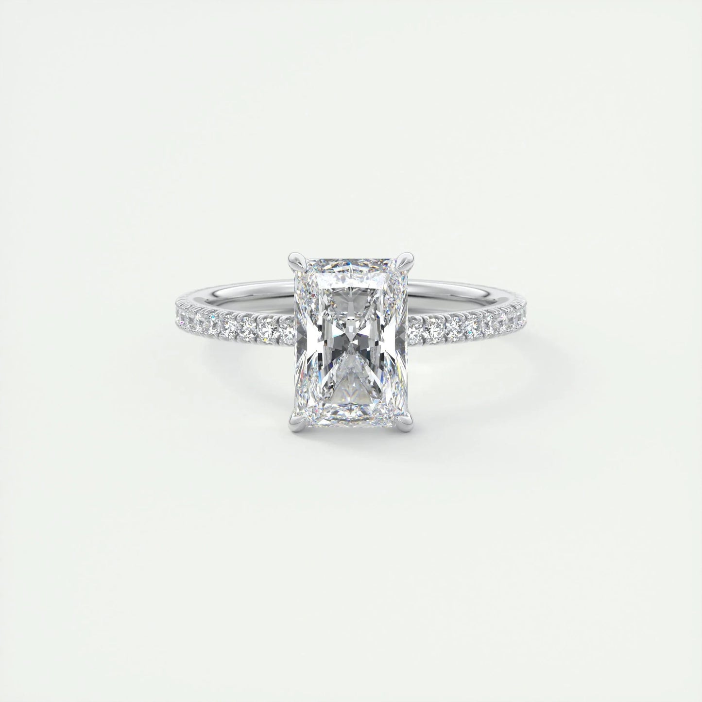 2.10 CT Radiant Cut Pave Style Moissanite Engagement Ring 1