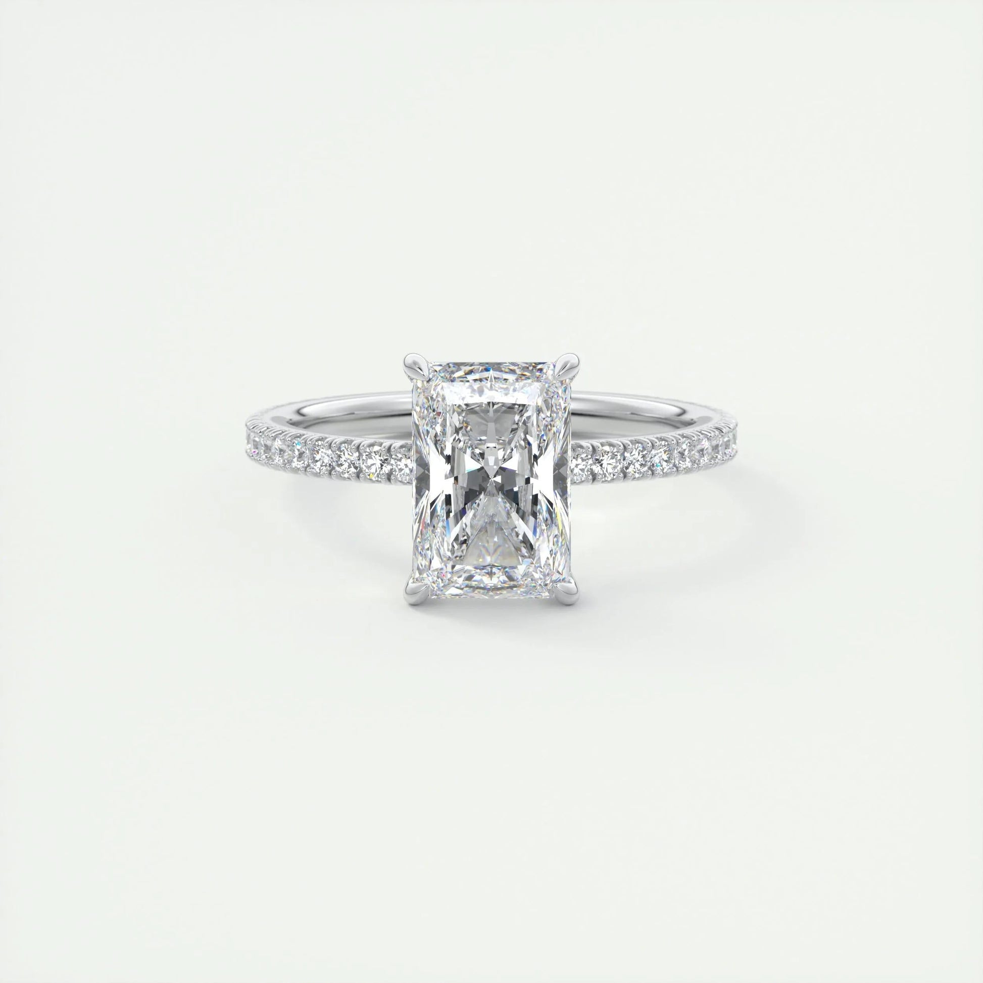 2.10 CT Radiant Cut Pave Style Moissanite Engagement Ring 1