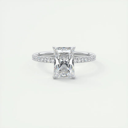 2.10 CT Radiant Cut Pave Style Moissanite Engagement Ring 1