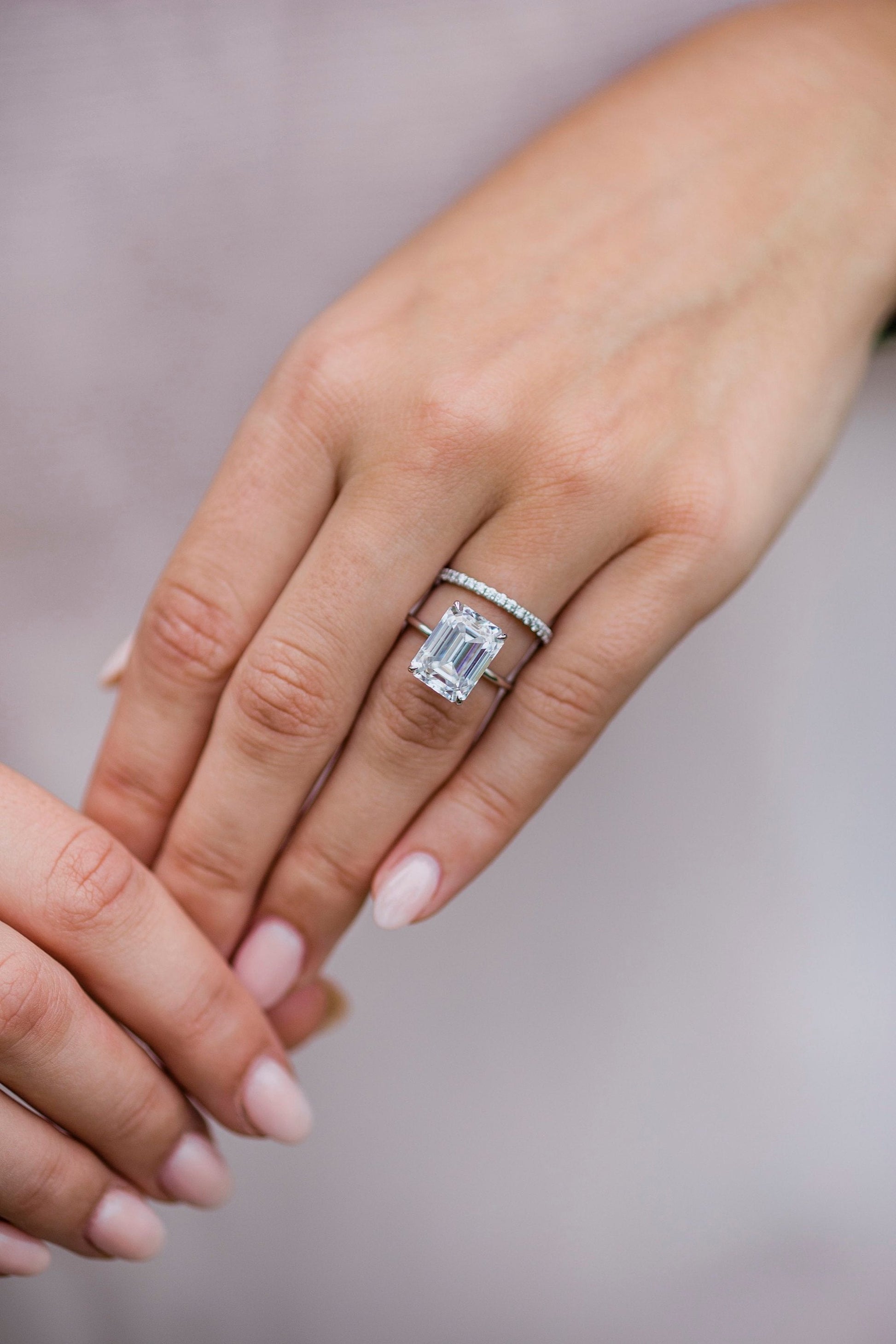 5.50 CT Emerald Hidden Halo Moissanite Engagement Ring 2