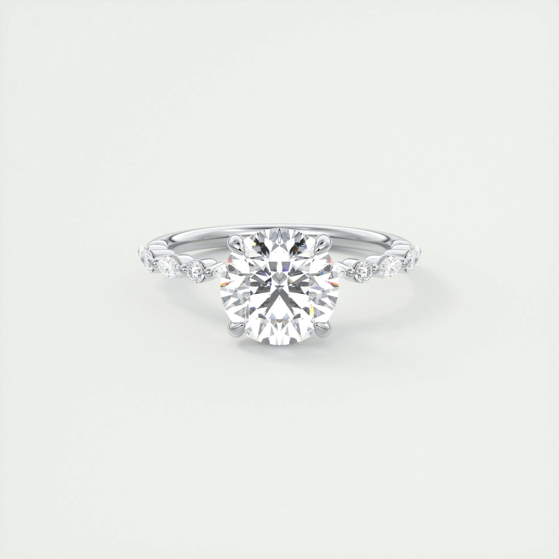 2.0 CT Round Pave Moissanite Engagement Ring 1