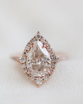 3.0 CT Pear Cluster Halo Moissanite Engagement Ring 1