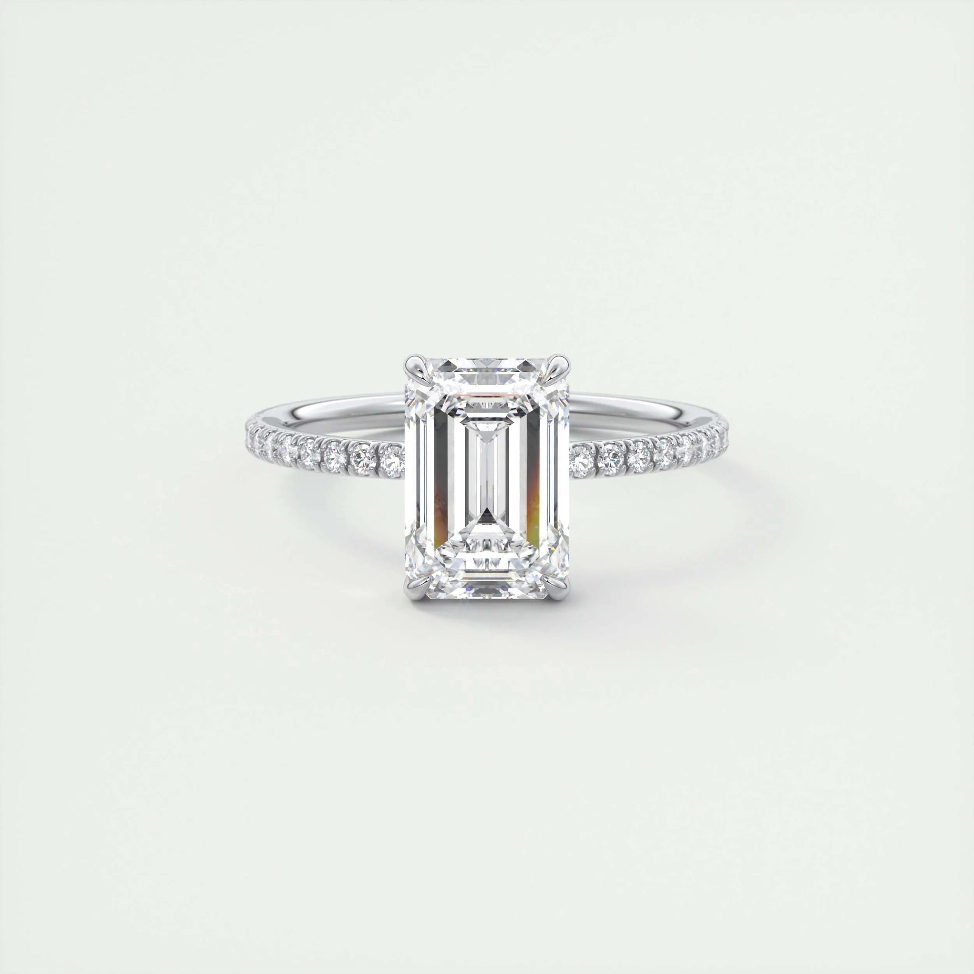 1.91 CT Emerald Cut Pave Moissanite Engagement Ring 1