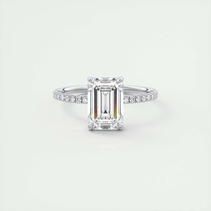 1.91 CT Emerald Cut Pave Moissanite Engagement Ring 1