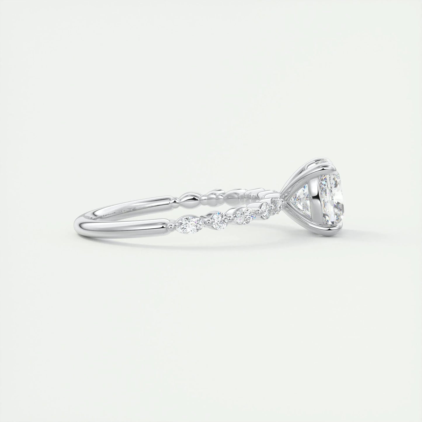 2.15 CT Cushion Cut Pave Moissanite Engagement Ring 2