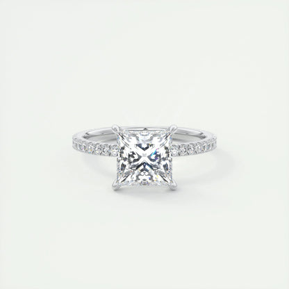 2.08 CT Princess Cut Pave Moissanite Engagement Ring 1
