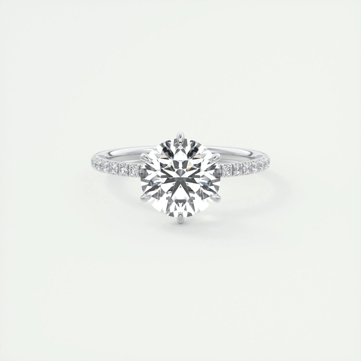 2.0 CT Round Cut Pave Moissanite Engagement Ring 1