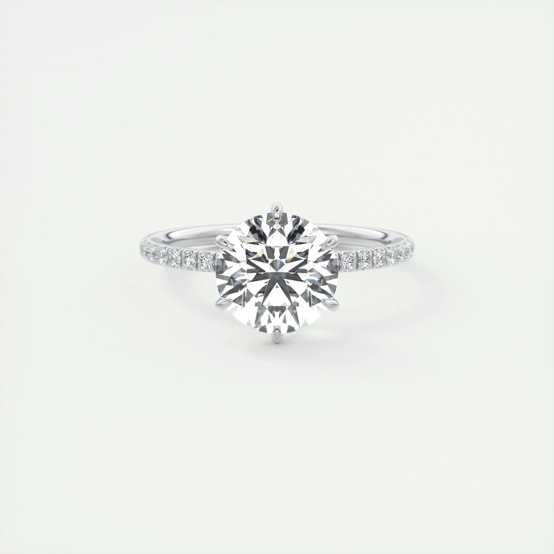 2.0 CT Round Cut Pave Moissanite Engagement Ring 1