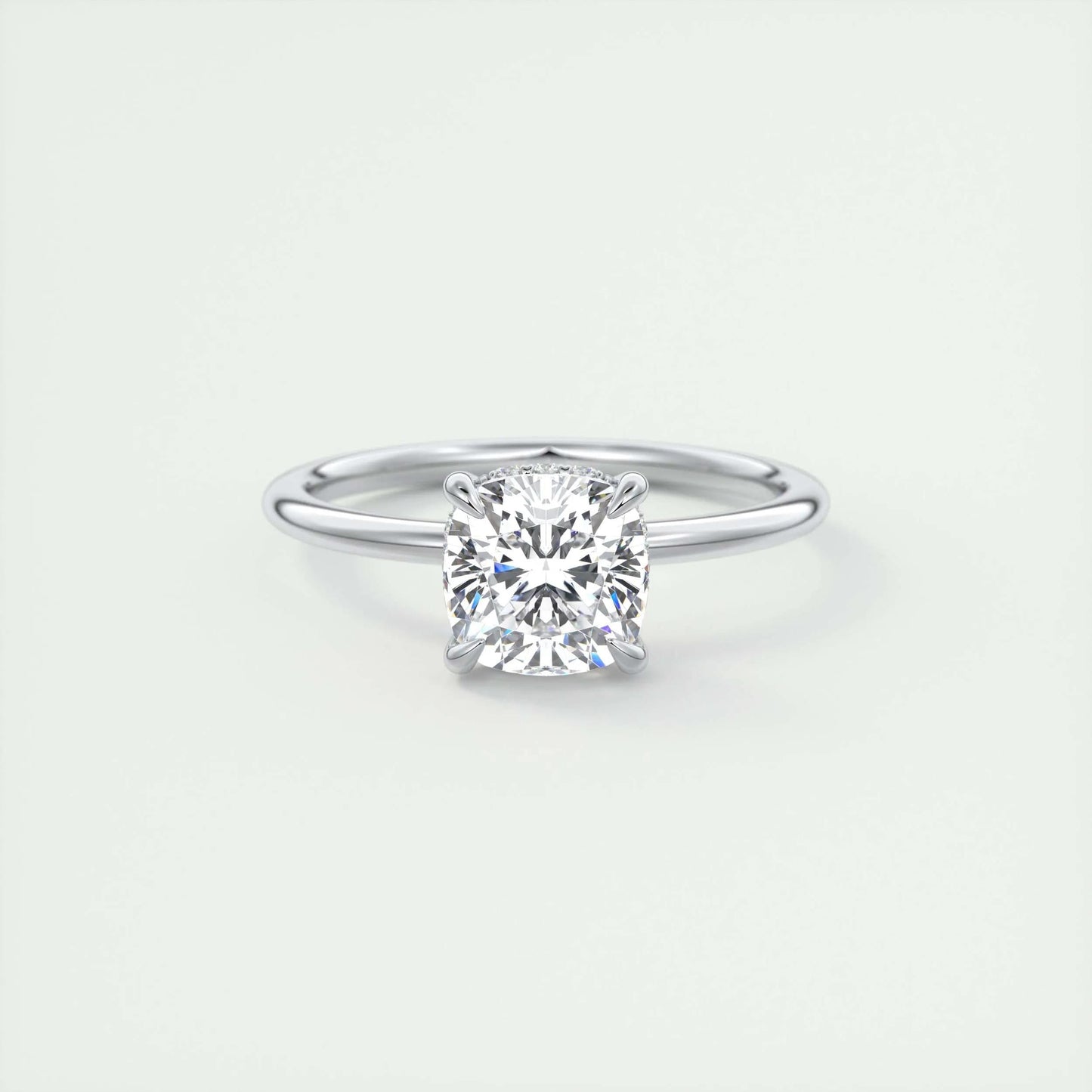 2.15 CT Cushion Hidden Halo Moissanite Engagement Ring 1