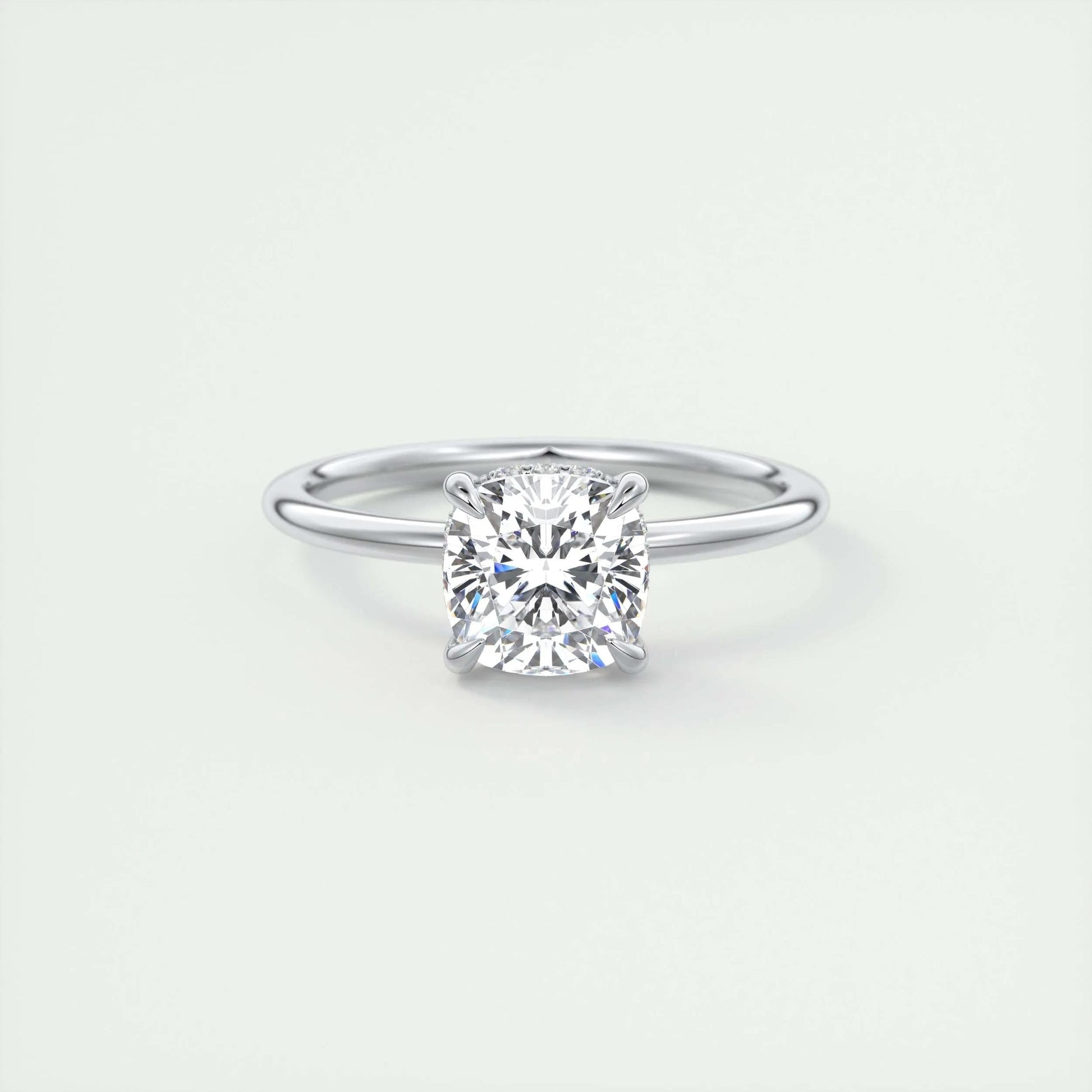 2.15 CT Cushion Hidden Halo Moissanite Engagement Ring 1