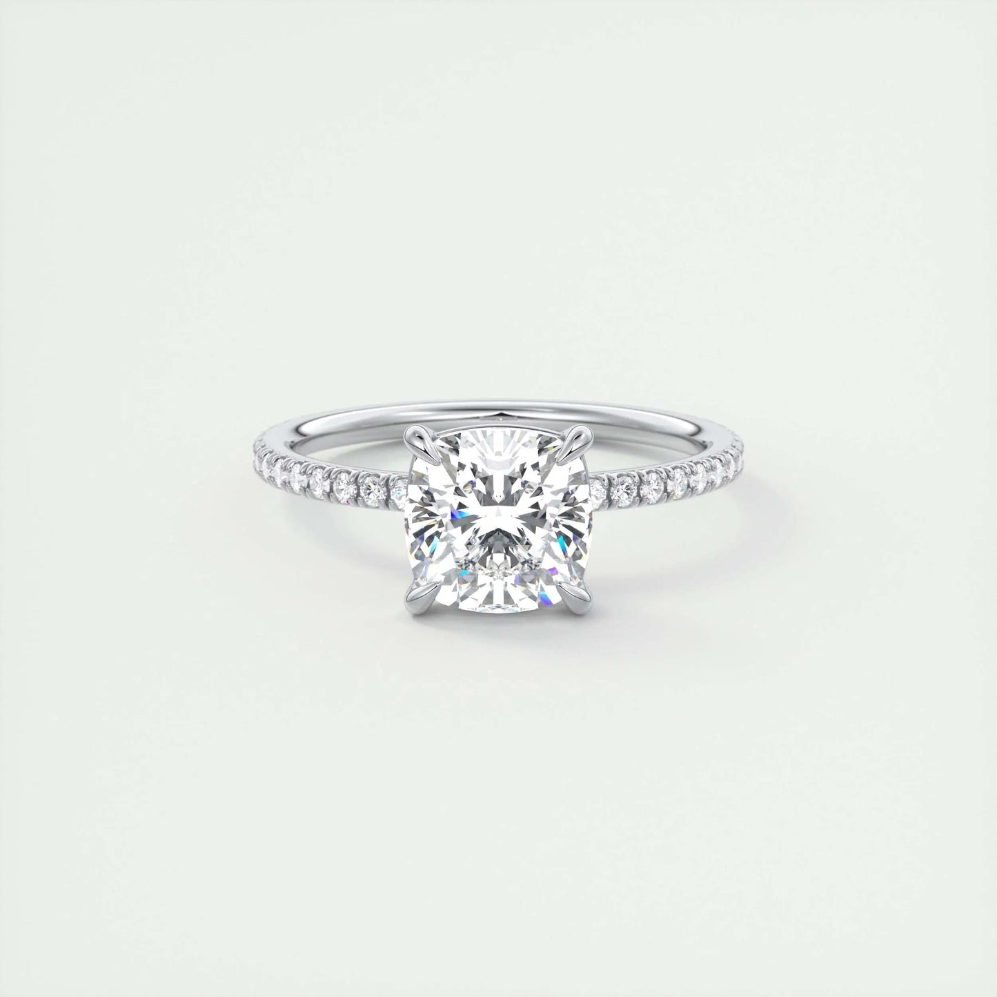 2.15 CT Cushion Cut Pave Moissanite Engagement Ring 1