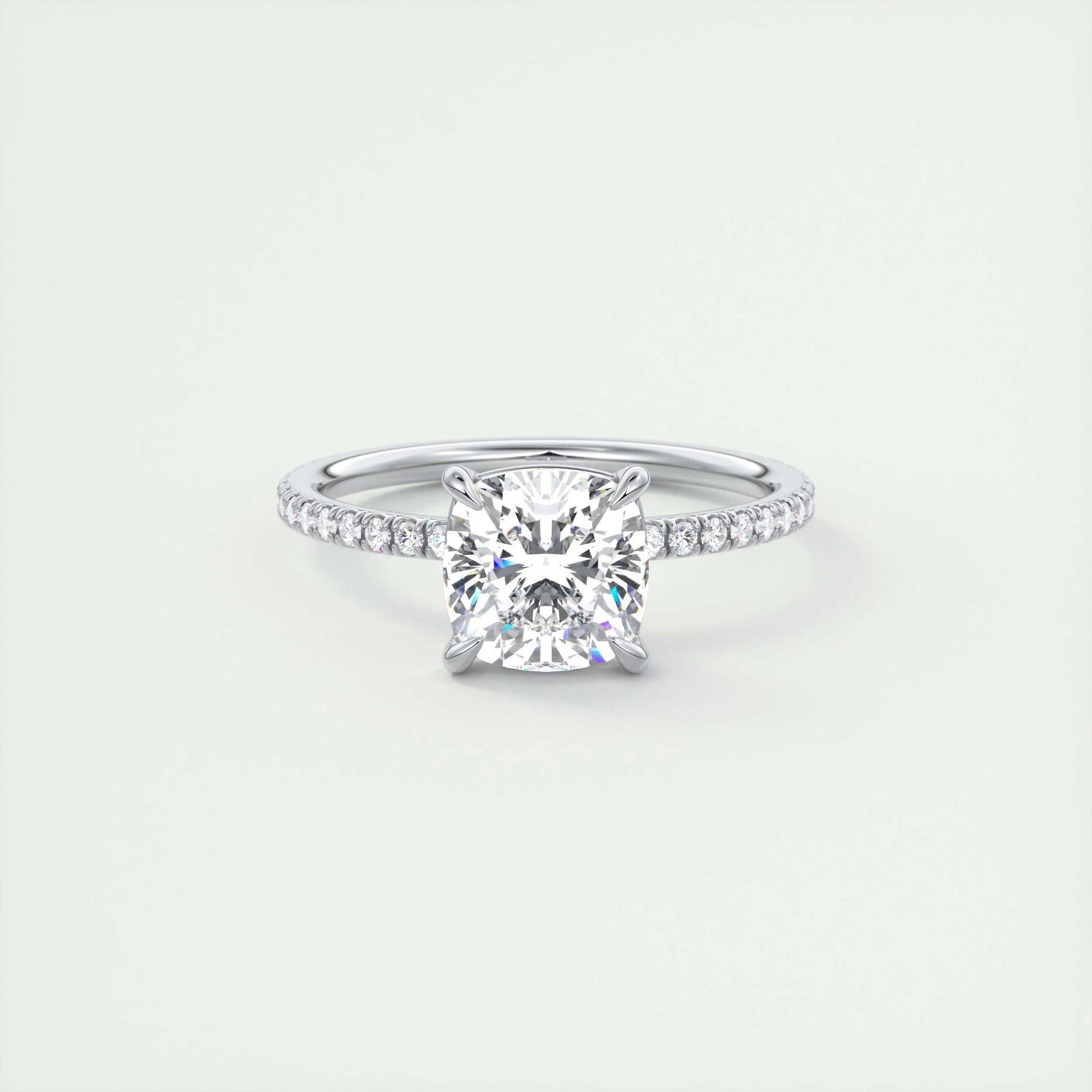 2.15 CT Cushion Cut Pave Moissanite Engagement Ring 1