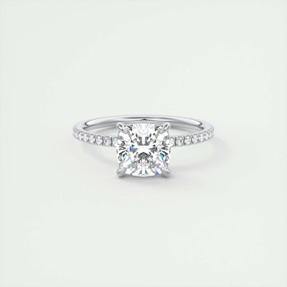 2.15 CT Cushion Cut Pave Moissanite Engagement Ring 1
