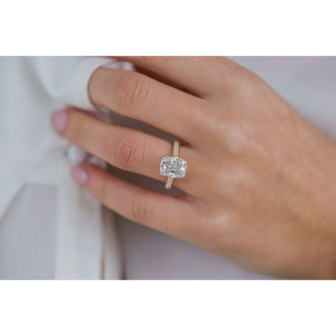 3.20 CT Elongated Cushion Hidden Halo Moissanite Engagement Ring 2