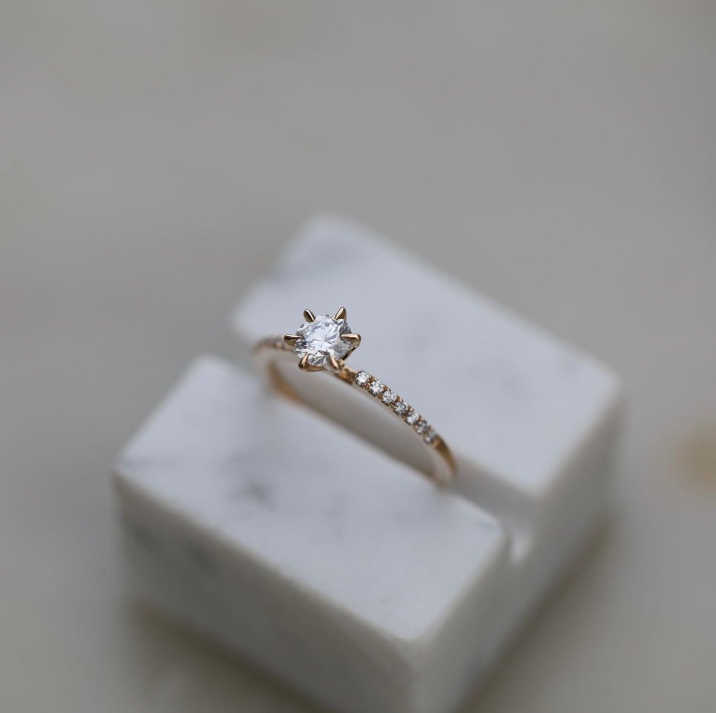 0.50 CT Round Cut Pave CVD E/VS1 Diamond Engagement Ring 6