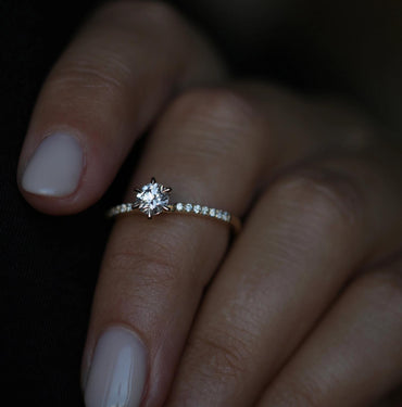 0.50 CT Round Cut Pave CVD E/VS1 Diamond Engagement Ring 2