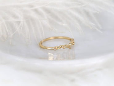 Stunning 0.07 TCW Round Moissanite Stones Leaf Nesting Metal Wedding Bands 2