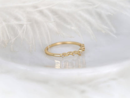 Stunning 0.07 TCW Round Moissanite Stones Leaf Nesting Metal Wedding Bands 2