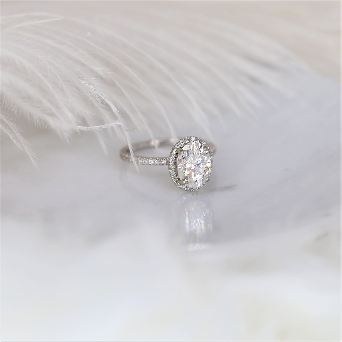 Stunning 2.0 CT Oval Moissanite Engagement Ring with Pave Design 4