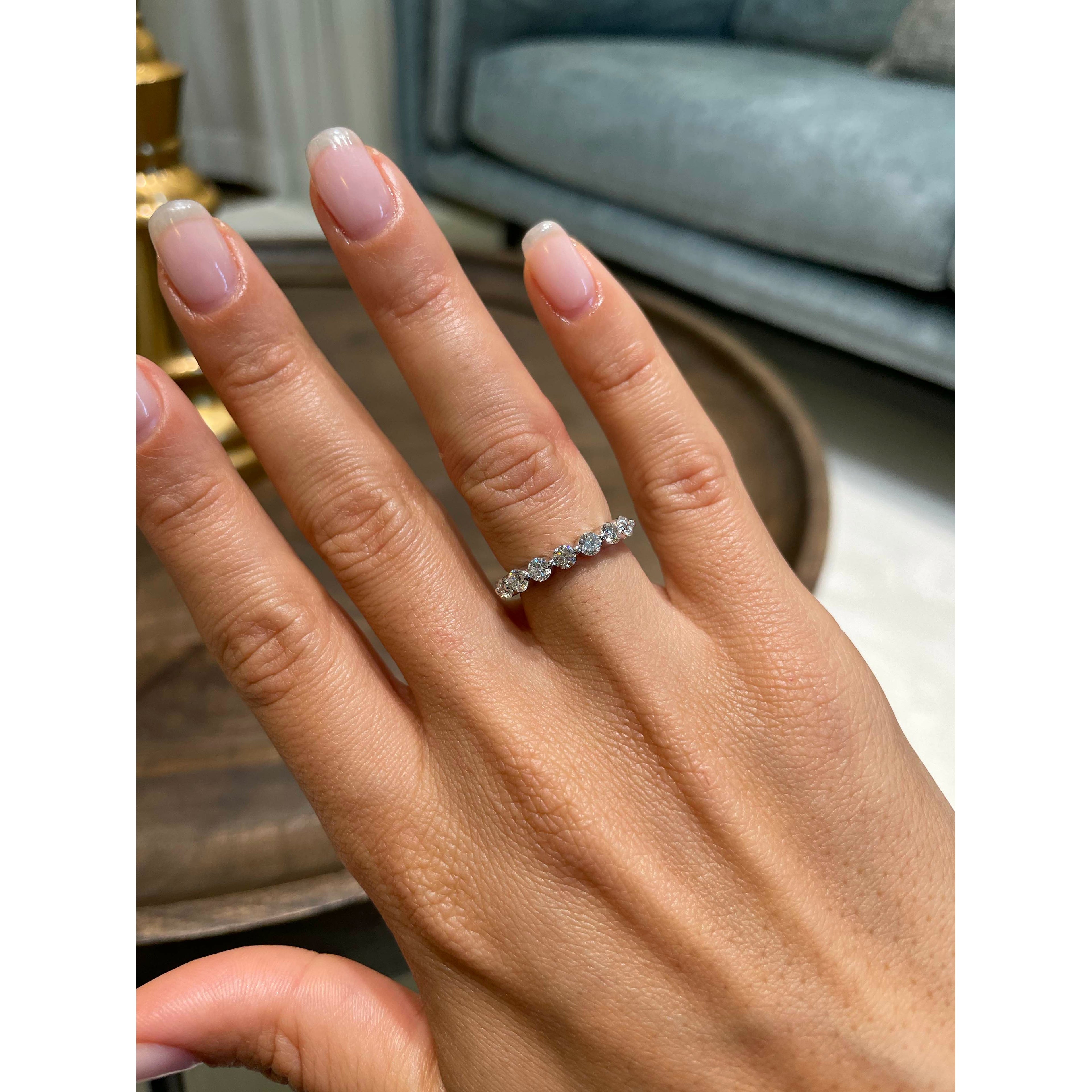 1 CT Round Half Eternity Lab Grown Diamond Wedding Band