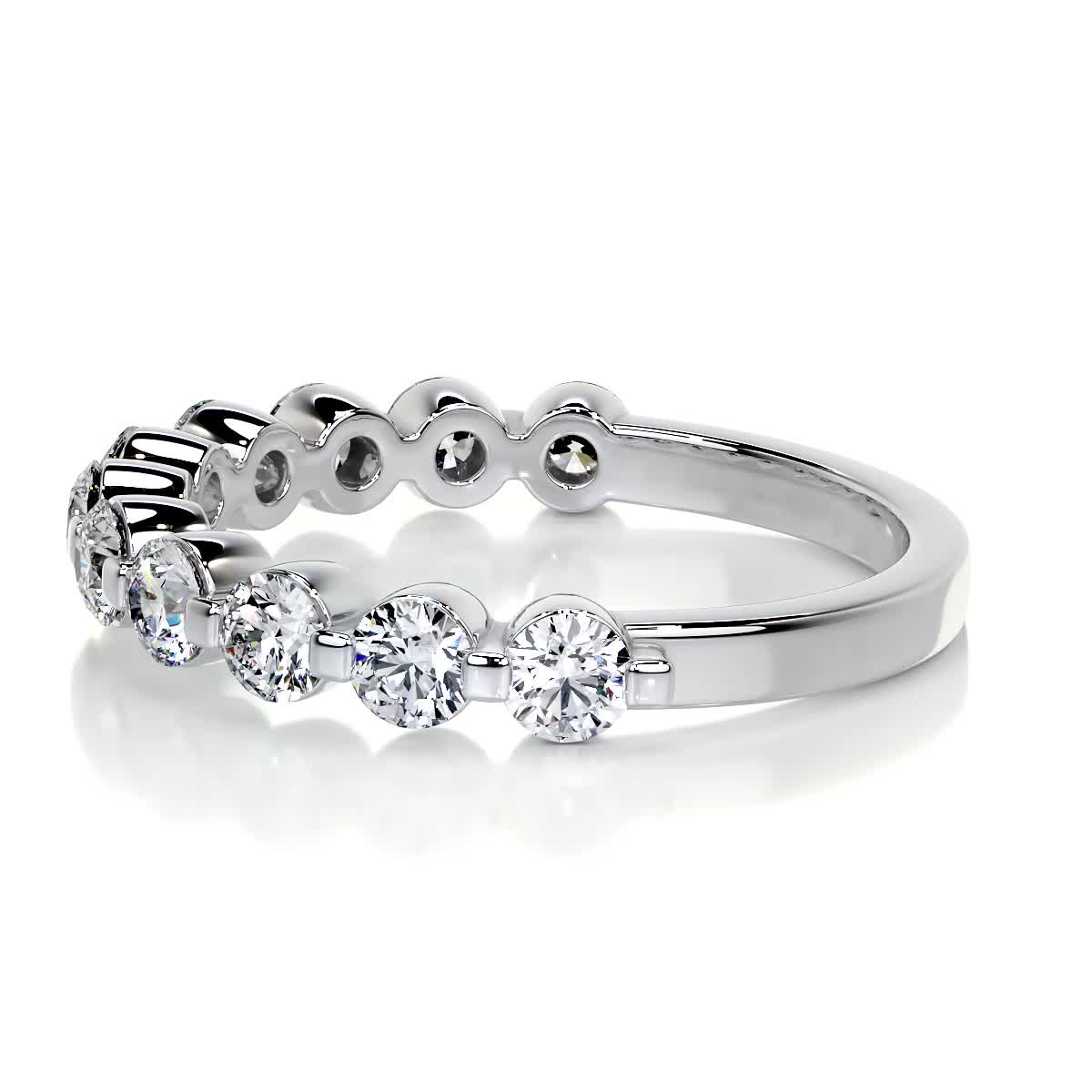 1 CT Round Half Eternity Lab Grown Diamond Wedding Band