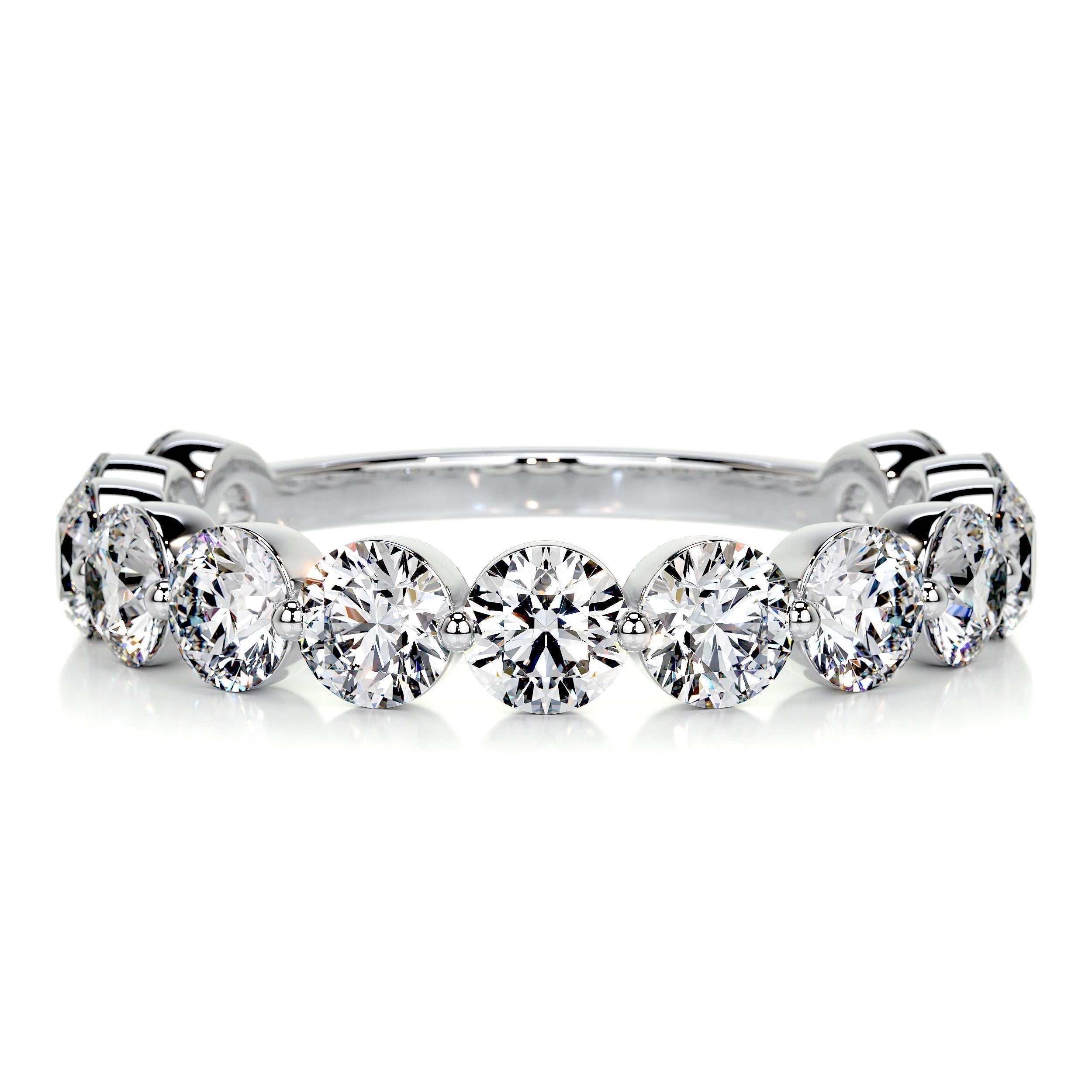2 CT Round Half Eternity Lab Grown Diamond Wedding Band