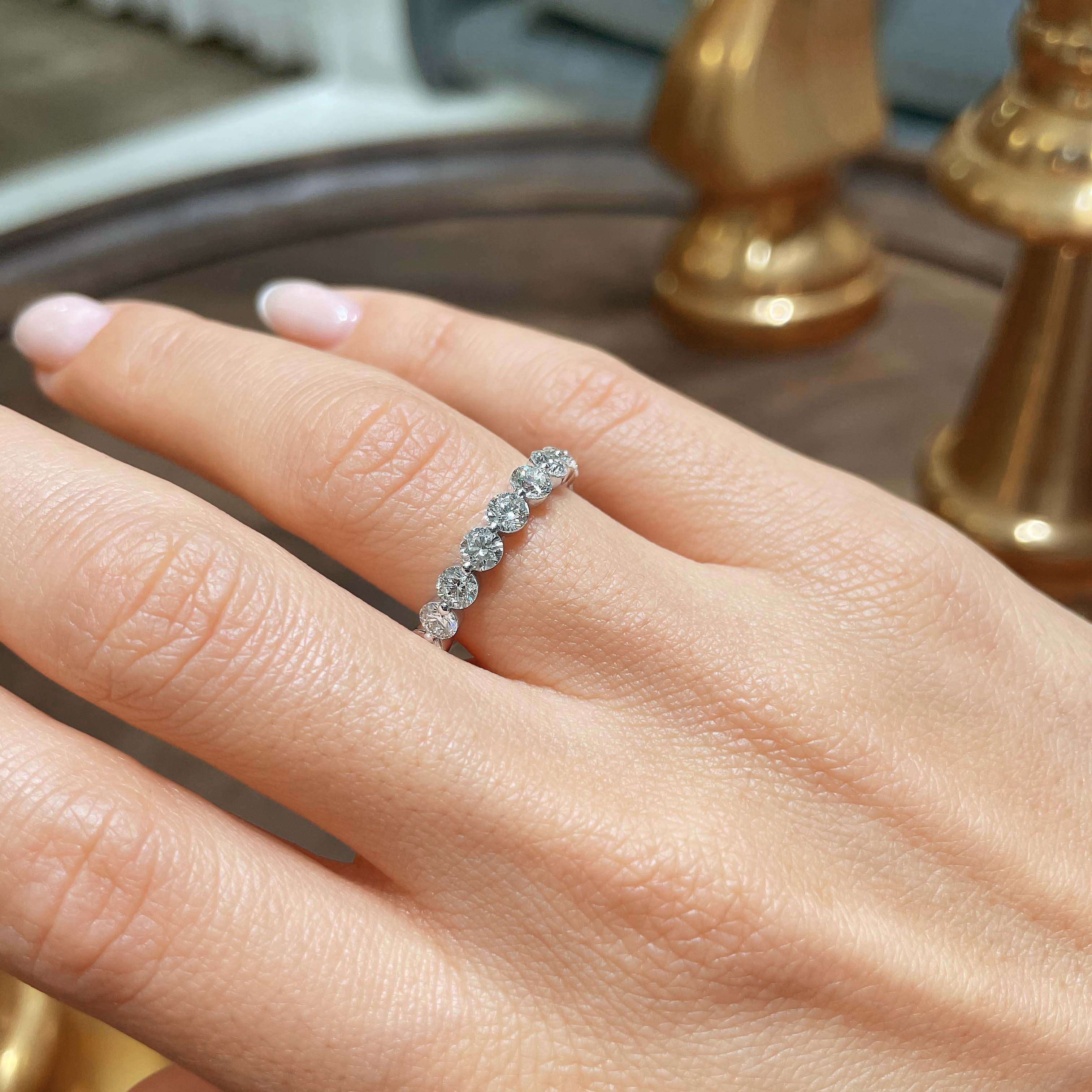 2 CT Round Half Eternity Lab Grown Diamond Wedding Band