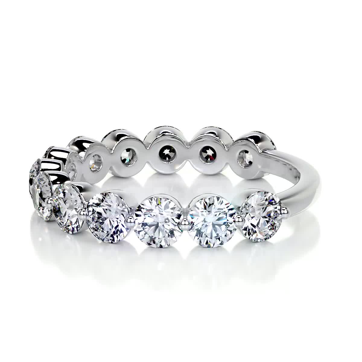 2 CT Round Half Eternity Lab Grown Diamond Wedding Band