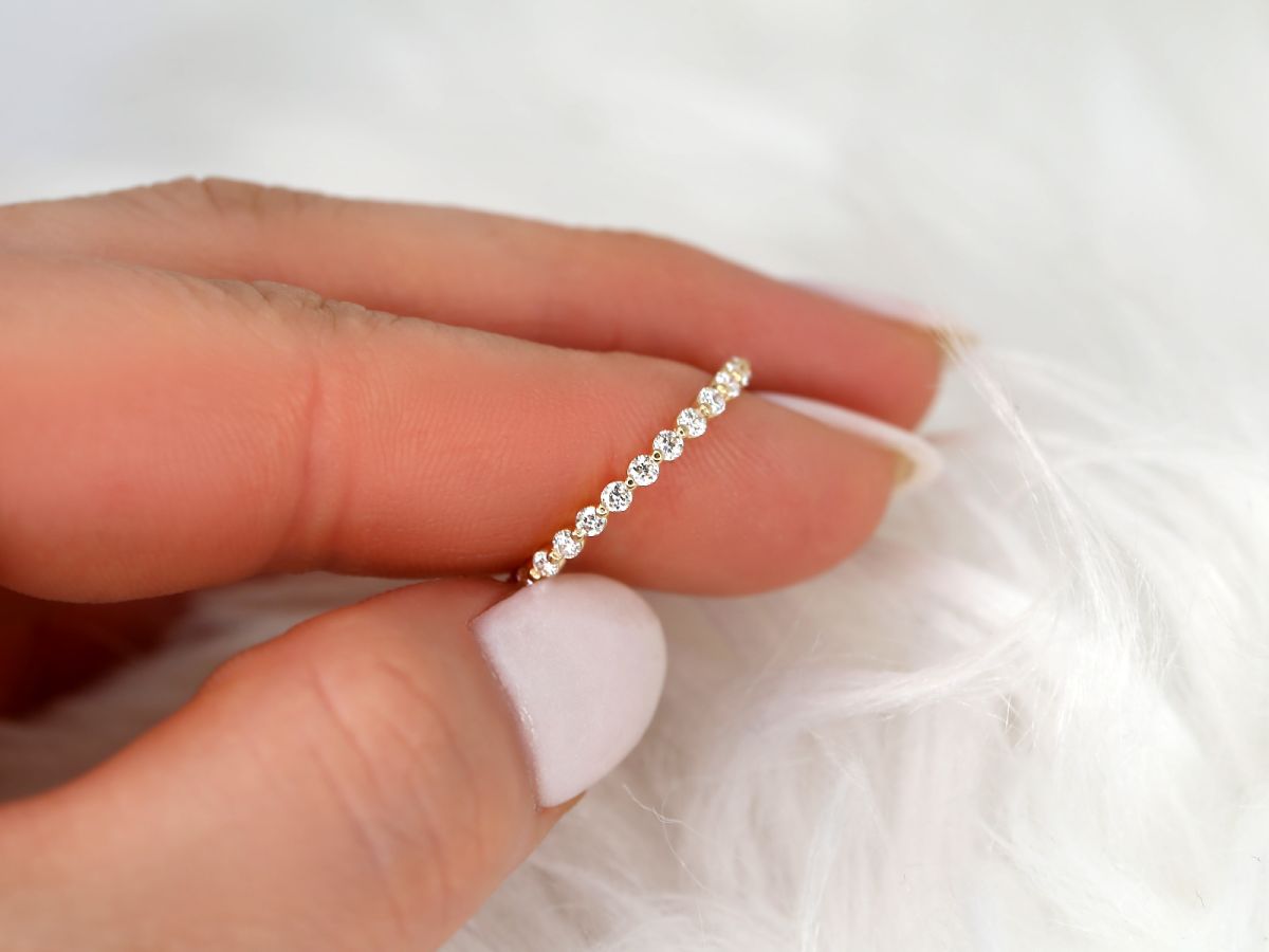 Stunning 0.35 TCW Round Moissanite Stones Half Eternity Wedding Bands 4