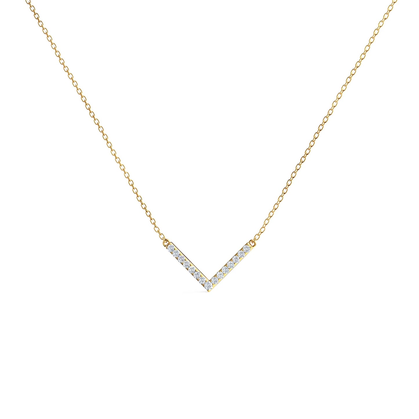 0.40 CT Round Moissanite Diamond V-Shape Pendant Necklace in Solid Gold 4