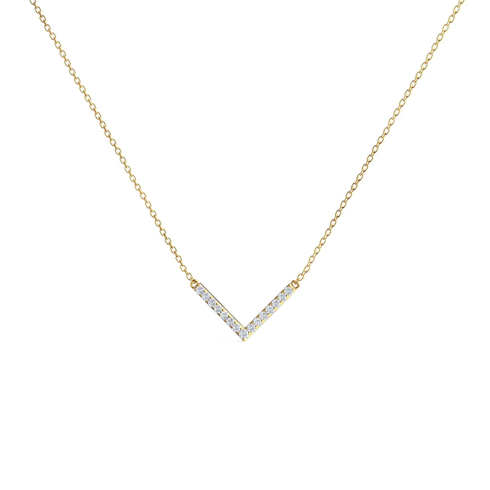 0.40 CT Round Moissanite Diamond V-Shape Pendant Necklace in Solid Gold 4