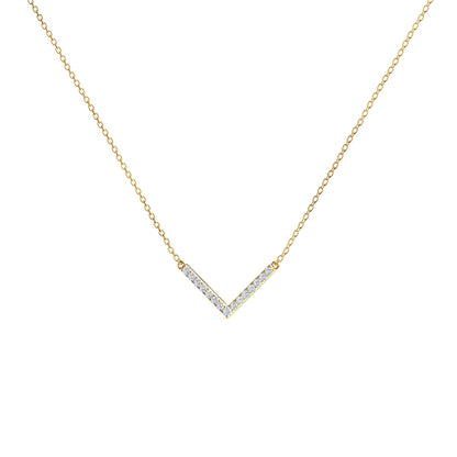 0.40 CT Round Moissanite Diamond V-Shape Pendant Necklace in Solid Gold 4