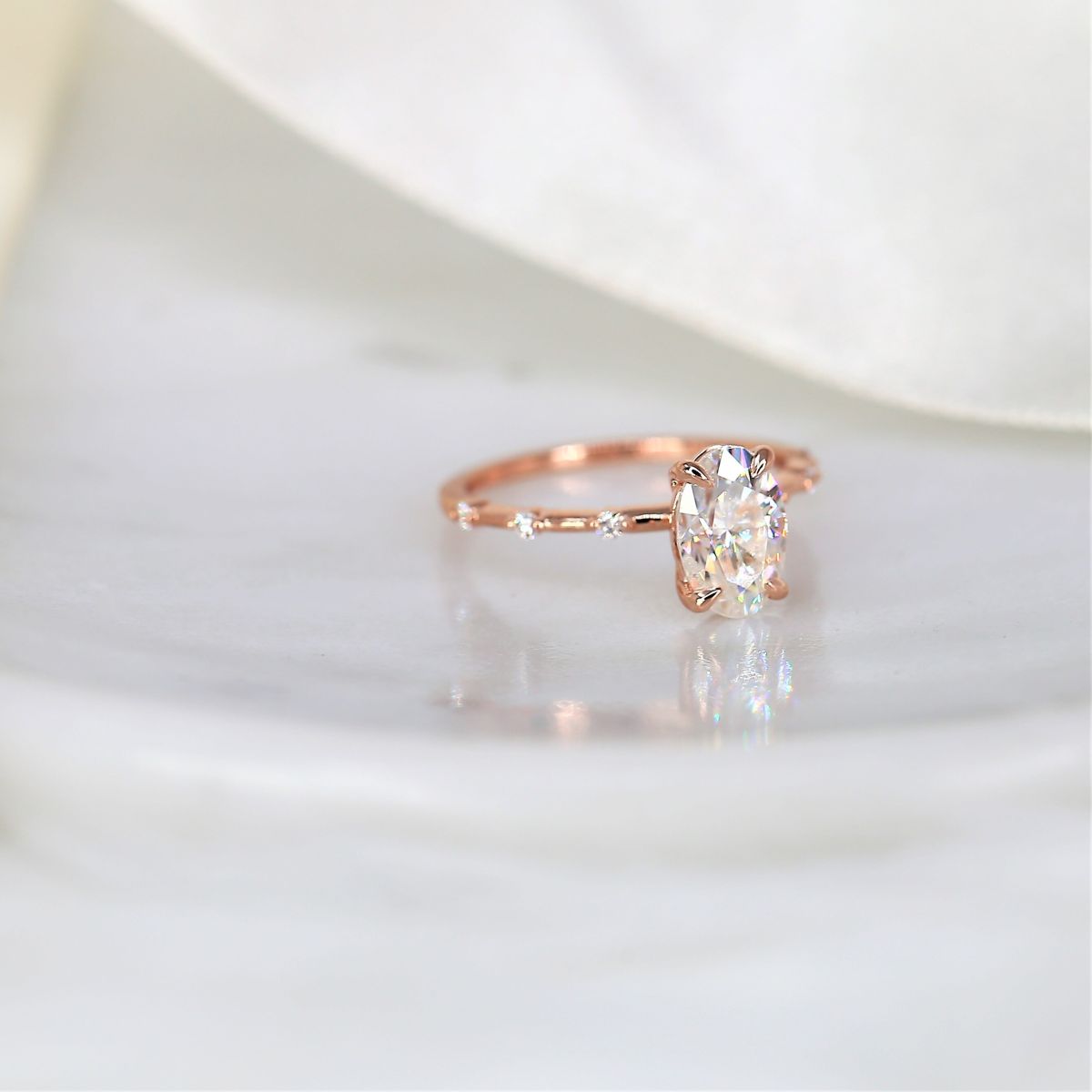 Stunning 2.0 CT Oval Moissanite Engagement Ring with Dainty Design 4