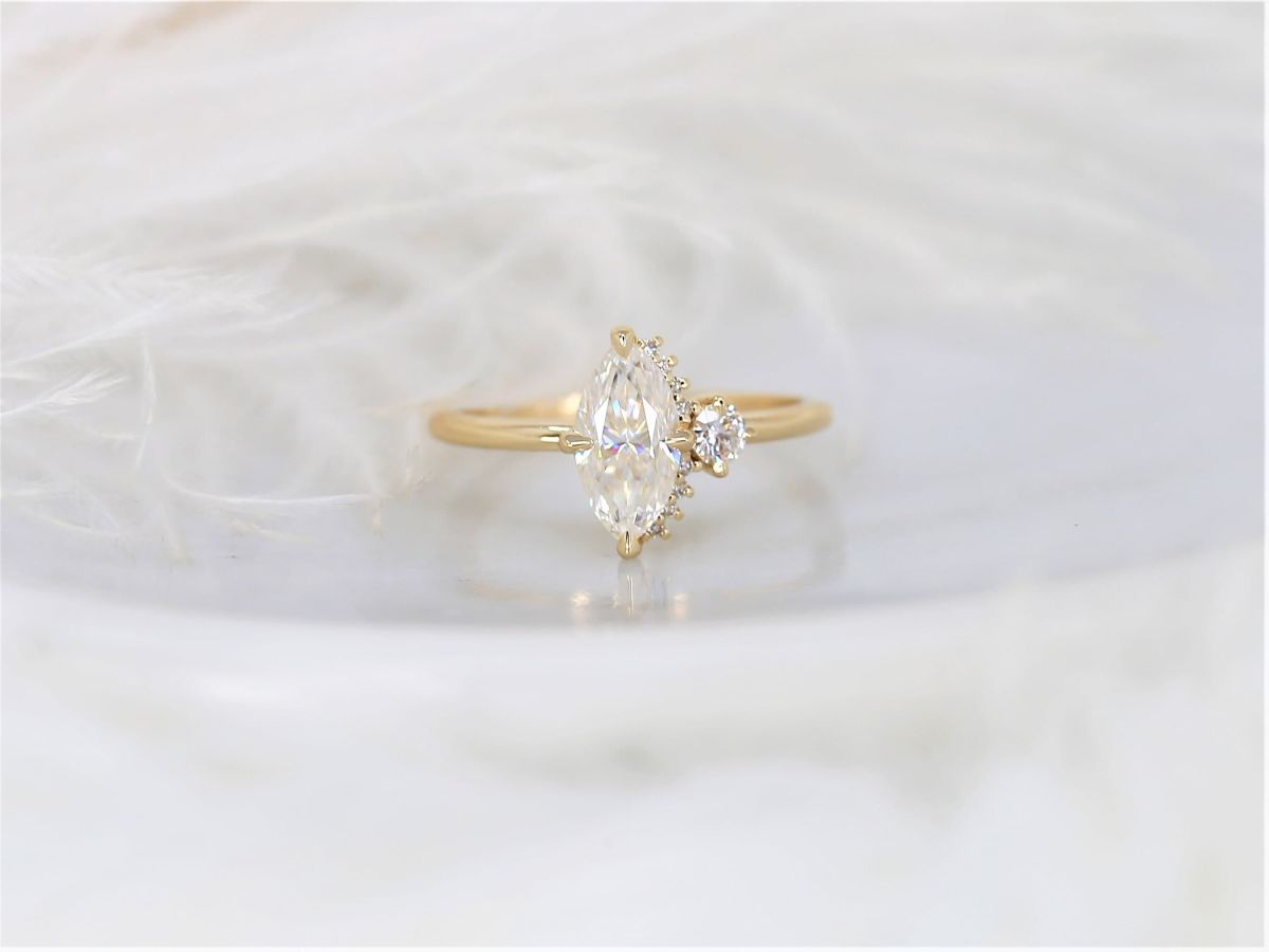 Stunning 1 CT Marquise Moissanite Engagement Ring with Cluster Design 1