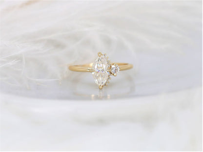 Stunning 1 CT Marquise Moissanite Engagement Ring with Cluster Design 1