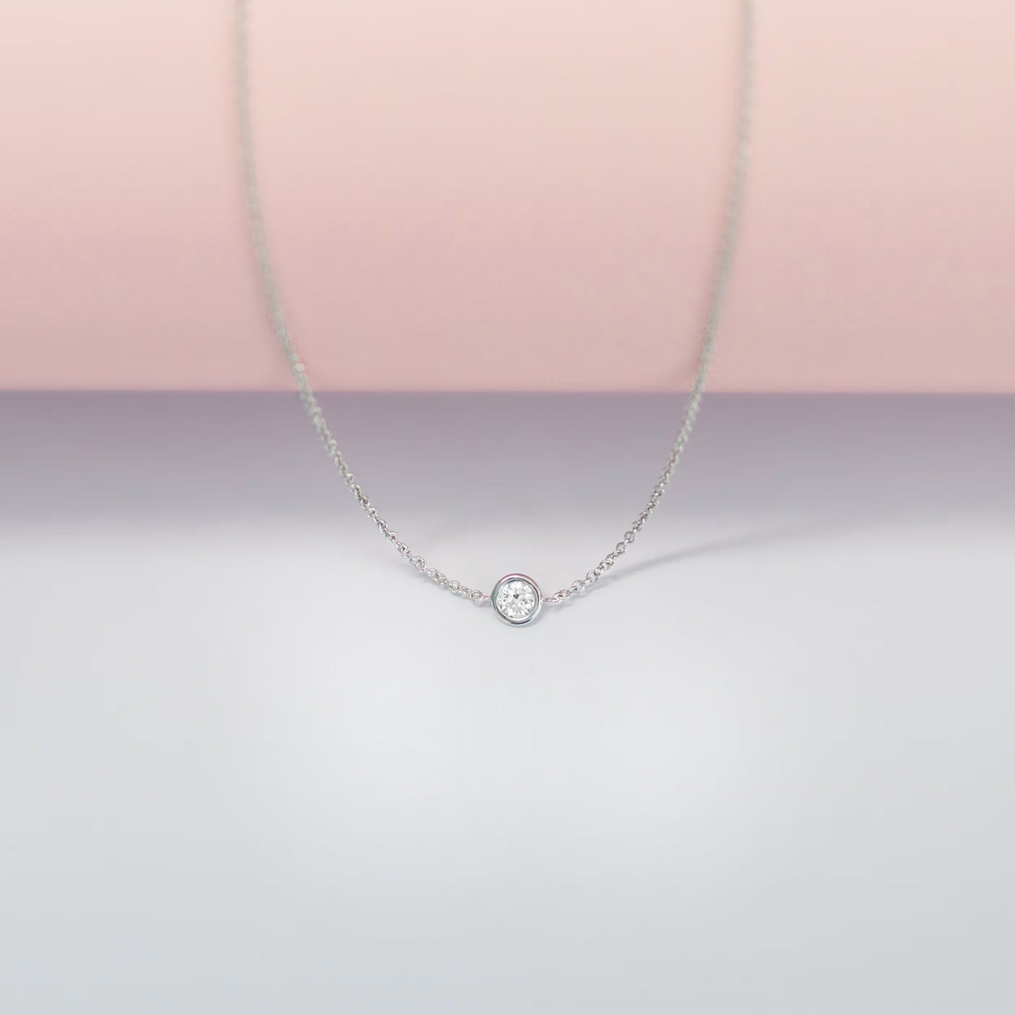 0.10 CT Round Moissanite Diamond Bezel Pendant Necklace in Solid Gold 3