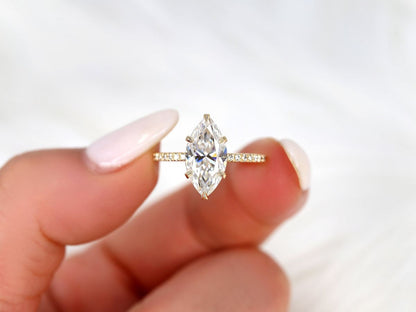 Stunning 2.80 CT Marquise Moissanite Engagement Ring with Hidden Halo Design 4