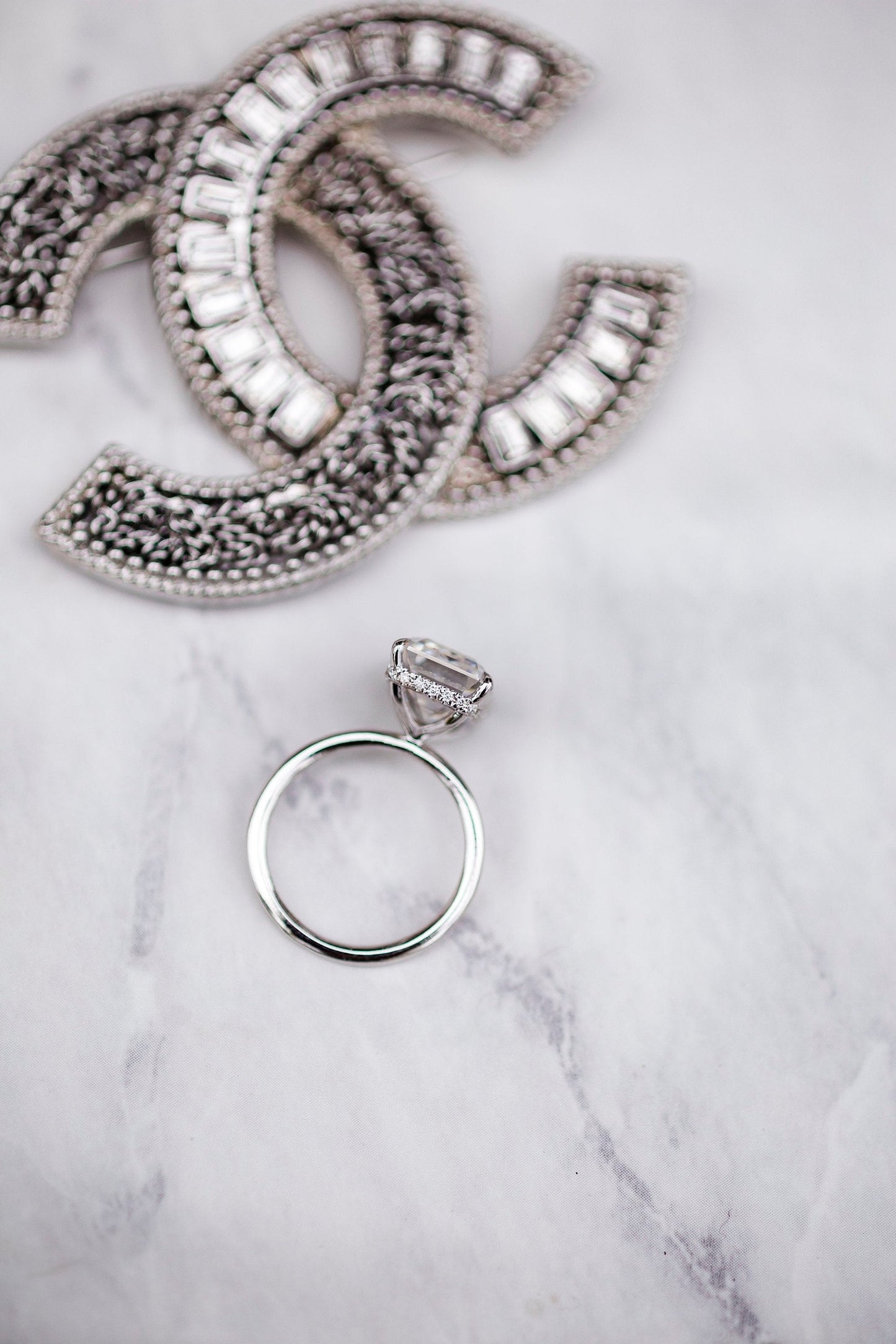 5.50 CT Emerald Hidden Halo Moissanite Engagement Ring 3