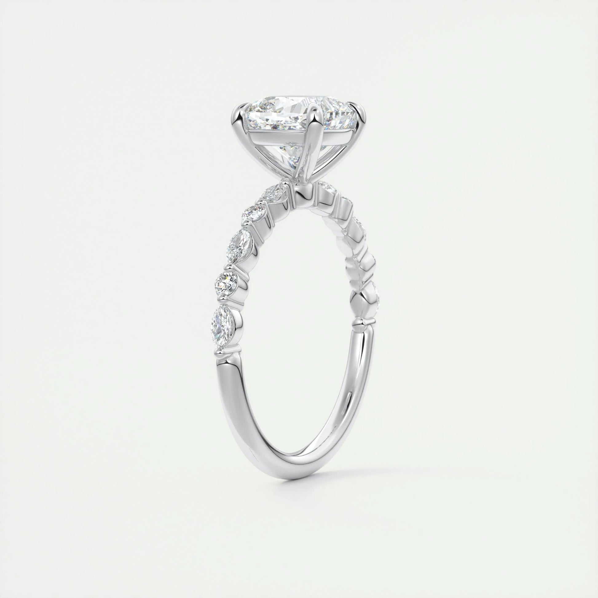 2.15 CT Cushion Cut Pave Moissanite Engagement Ring 6
