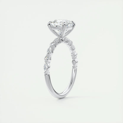 2.15 CT Cushion Cut Pave Moissanite Engagement Ring 6