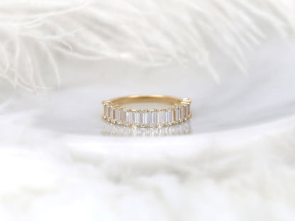 Stunning 1.5 TCW Emerald Moissanite Stones Half Eternity  Wedding Bands 1