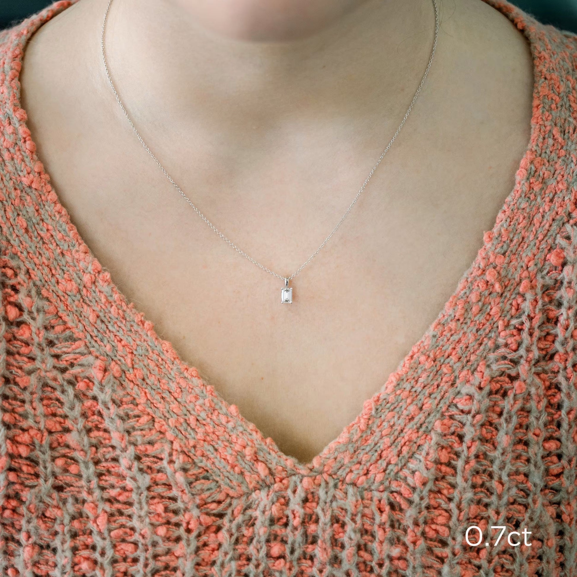 1.0 CT Emerald Cut Moissanite Diamond Solitaire Pendant Necklace in Solid Gold 4